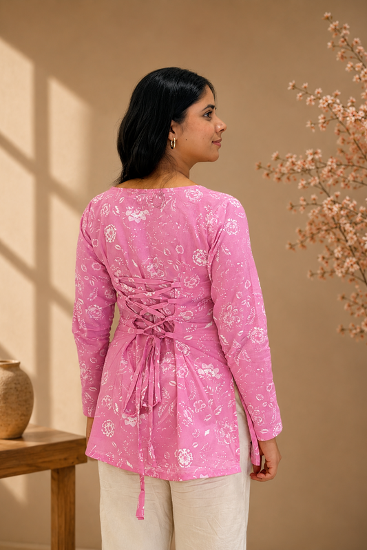 Back Corset Full Sleeve Kurti