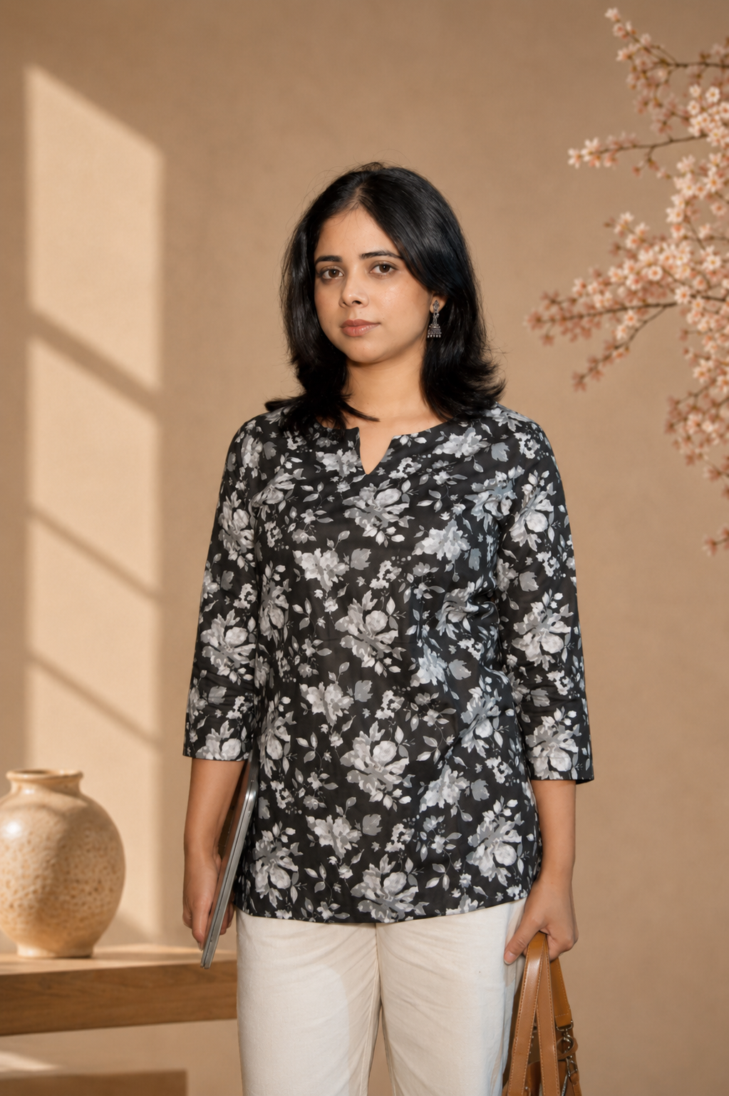 Floral Print Cotton Kurti