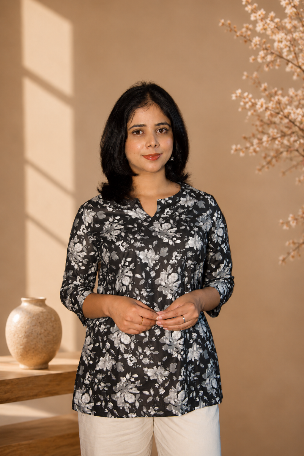 Floral Print Cotton Kurti