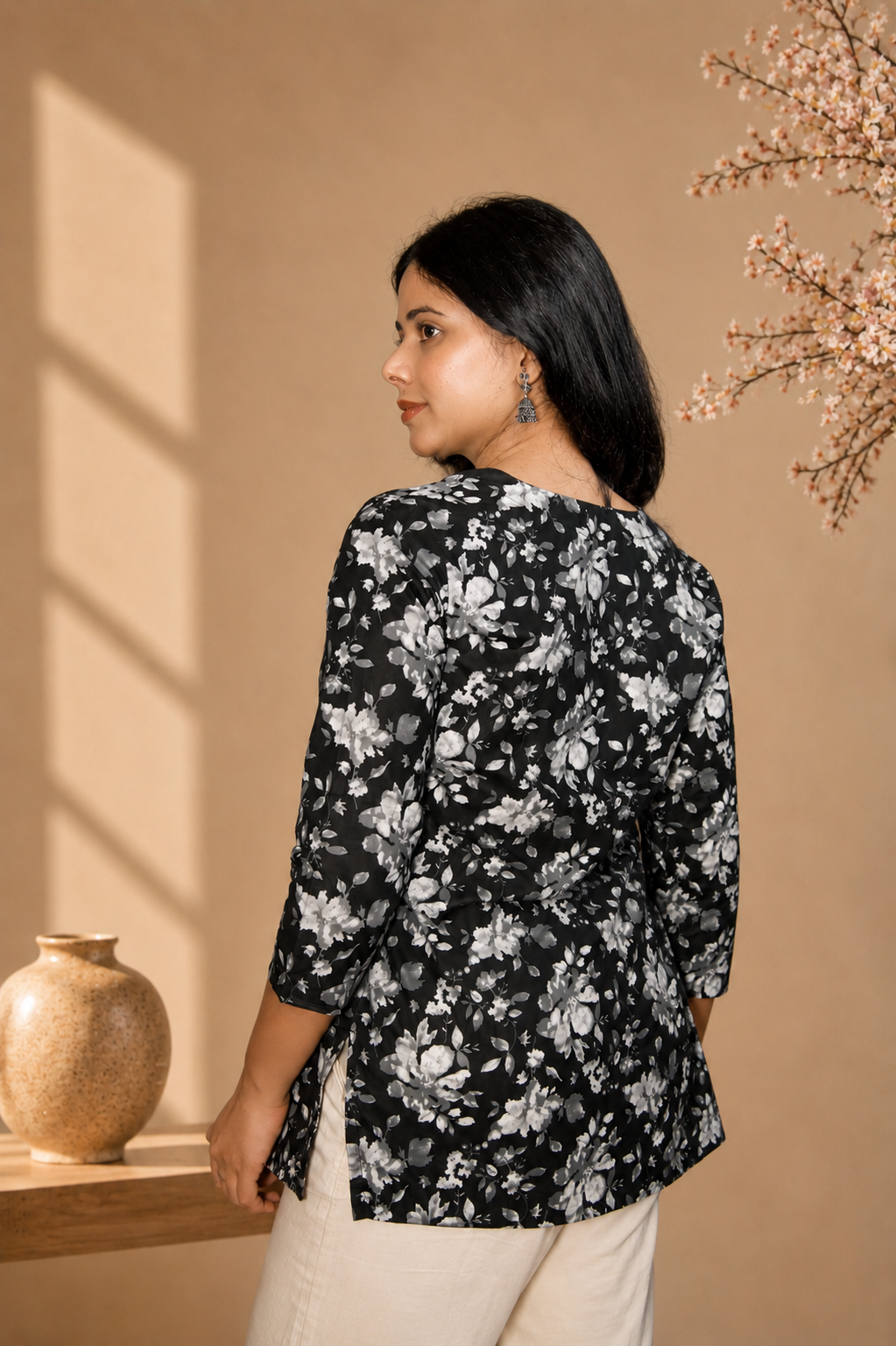 Floral Print Cotton Kurti